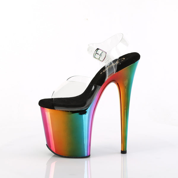 FLAMINGO-808RC High Heels Sandaletten - Transparent/Schwarz/Mehrfarbig von Pleaser – Ansicht 3