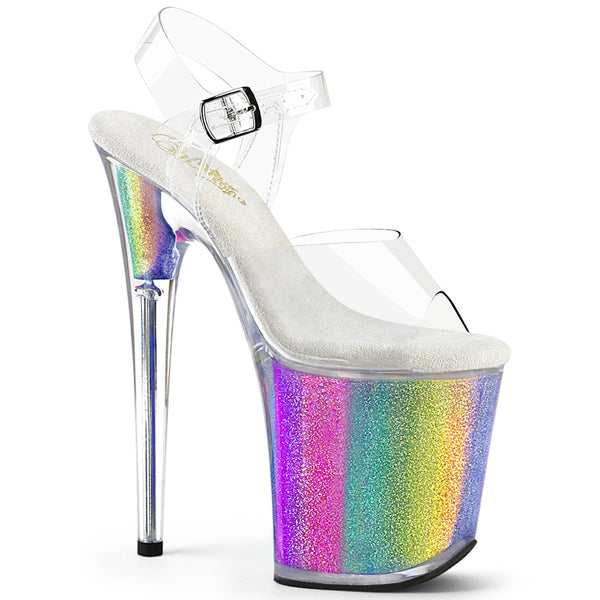 FLAMINGO-808RG-01 Plateau Sandaletten - Regenbogenmuster von Pleaser