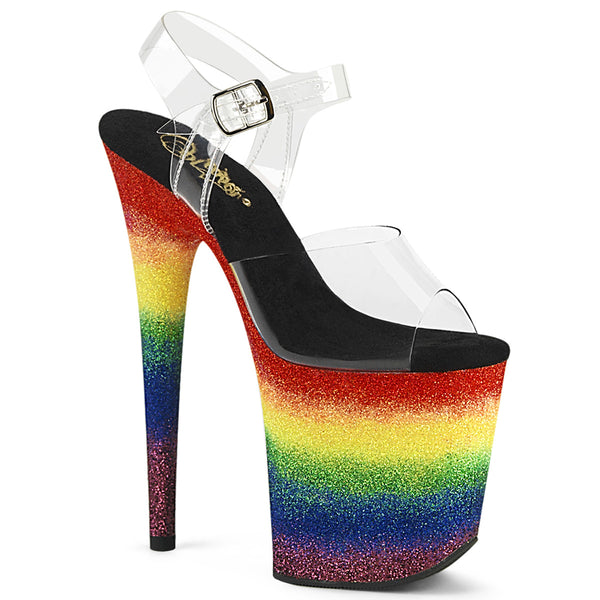 FLAMINGO-808RG-04 Plateau Sandaletten - Regenbogenmuster von Pleaser
