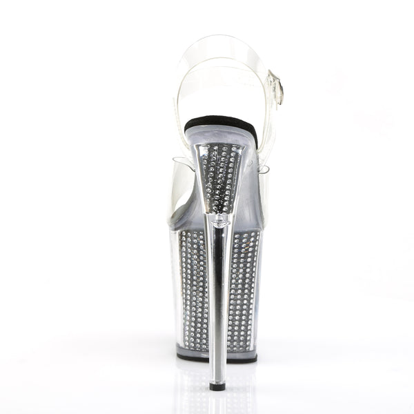 FLAMINGO-808SRS Plateau Sandaletten Silber Strass | Pleaser