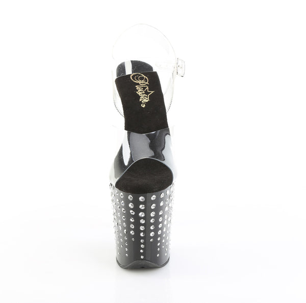 FLAMINGO-808TDRS Plateau Sandaletten Schwarz Lack Strass von Pleaser – Ansicht 2