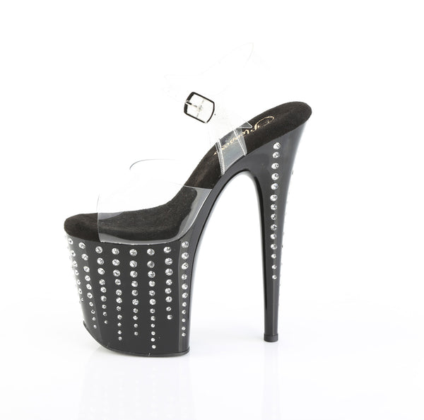 FLAMINGO-808TDRS Plateau Sandaletten Schwarz Lack Strass von Pleaser – Ansicht 3