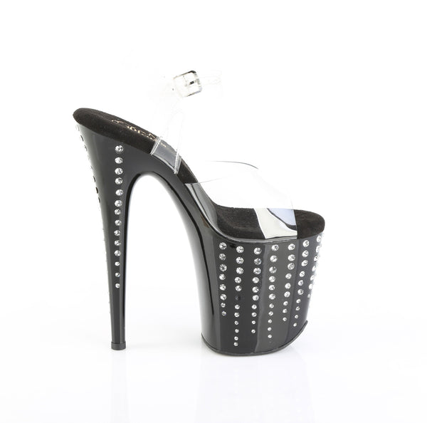 FLAMINGO-808TDRS Plateau Sandaletten Schwarz Lack Strass von Pleaser – Ansicht 5