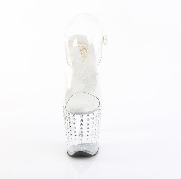 FLAMINGO-808TDRS Plateau Sandaletten Transparent Strass von Pleaser – Ansicht 2