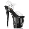 FLAMINGO-808TDRS Plateau Sandaletten Schwarz Lack Strass | Pleaser