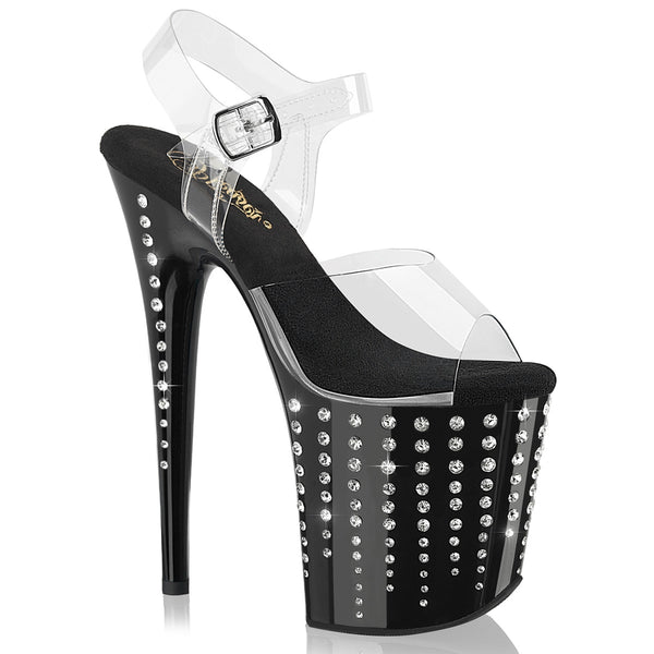FLAMINGO-808TDRS Plateau Sandaletten Schwarz Lack Strass von Pleaser