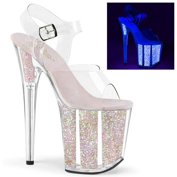 FLAMINGO-808UVG Plateau Sandaletten UV Schwarzlicht von Pleaser