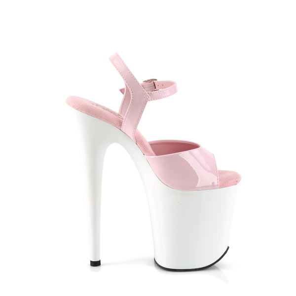 FLAMINGO-809 Plateau Sandaletten Weiß Rosa Lack | Pleaser