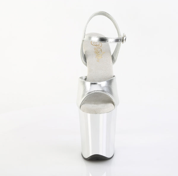 FLAMINGO-809 Plateau Sandaletten Silber Chrom | Pleaser