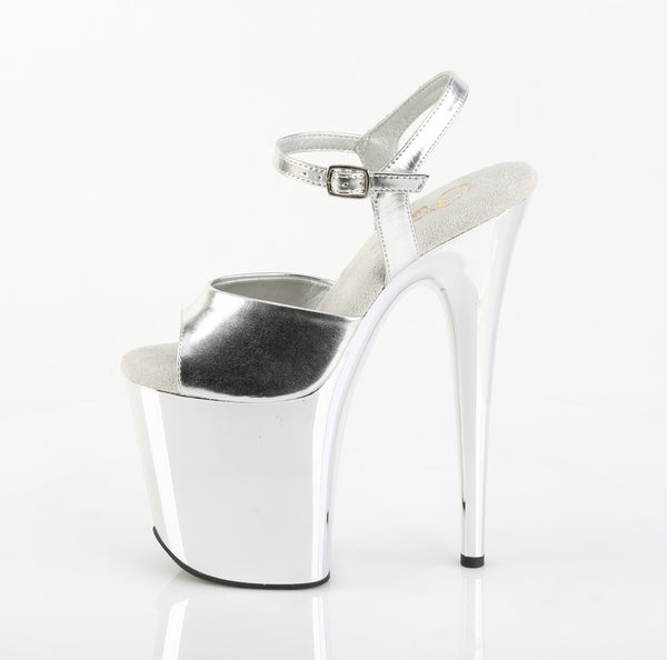 FLAMINGO-809 Plateau Sandaletten Silber Chrom | Pleaser