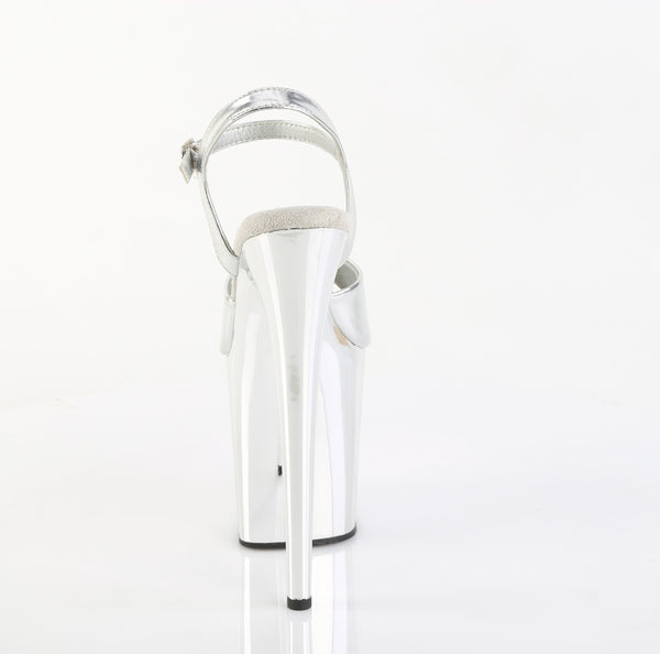 FLAMINGO-809 Plateau Sandaletten Silber Chrom | Pleaser