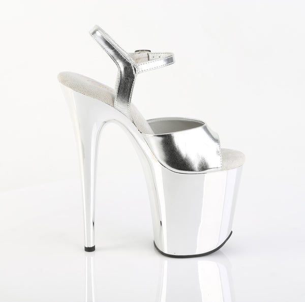 FLAMINGO-809 Plateau Sandaletten Silber Chrom | Pleaser