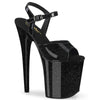 FLAMINGO-809GP Plateau Sandaletten Schwarz Glitzer | Pleaser