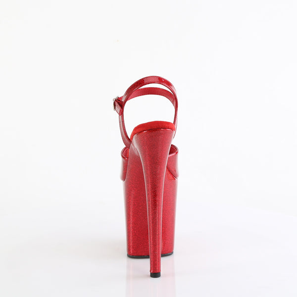 FLAMINGO-809GP - Plateau High Heel Sandaletten - Rot Lack mit Glitzer von Pleaser – Ansicht 4