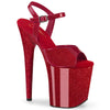 FLAMINGO-809GP - Plateau High Heel Sandaletten - Rot Lack mit Glitzer | Pleaser