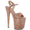 FLAMINGO-810LG Plateau Sandaletten Rose Gold Glitzer | Pleaser