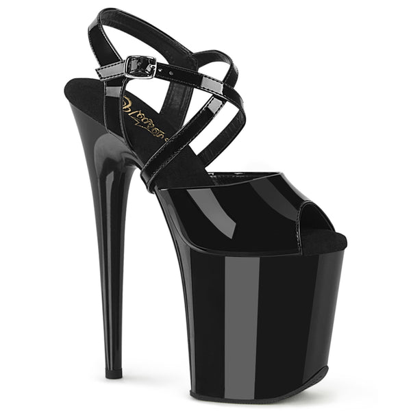 FLAMINGO-824 - Plateau High Heel Sandaletten - Schwarz Lack von Pleaser