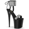FLAMINGO-870 Plateau Sandaletten mit Glitzersteinbesatz - Schwarz | Pleaser
