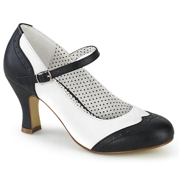 FLAPPER-25 Retro Pumps Schwarz/Weiß von Funtasma