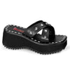 FLIP-05 Plateau Pantoletten schwarz Totenköpfe Riemchen | DemoniaCult