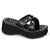 FLIP-05 Plateau Pantoletten schwarz Totenköpfe Riemchen | DemoniaCult