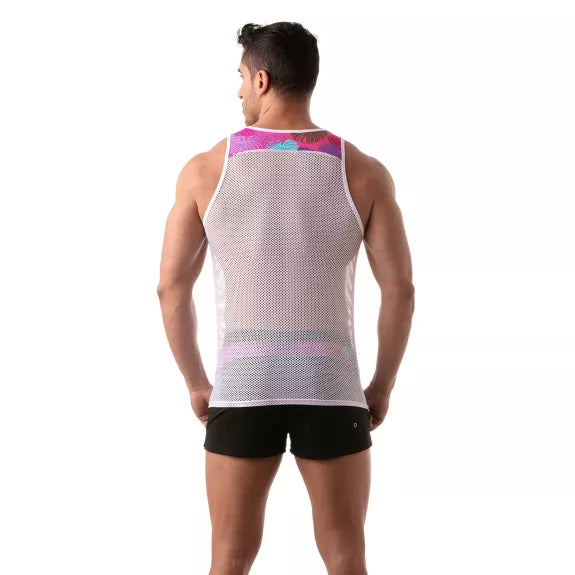 Tank Top mit floralem Mesh-Einsatz - Leicht & Atmungsaktiv, Pink | TOF Paris