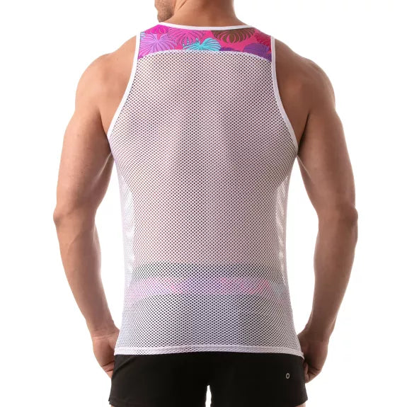 Tank Top mit floralem Mesh-Einsatz - Leicht & Atmungsaktiv, Pink | TOF Paris