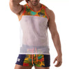 Gelbes Floral Mesh-Tank-Top | TOF Paris