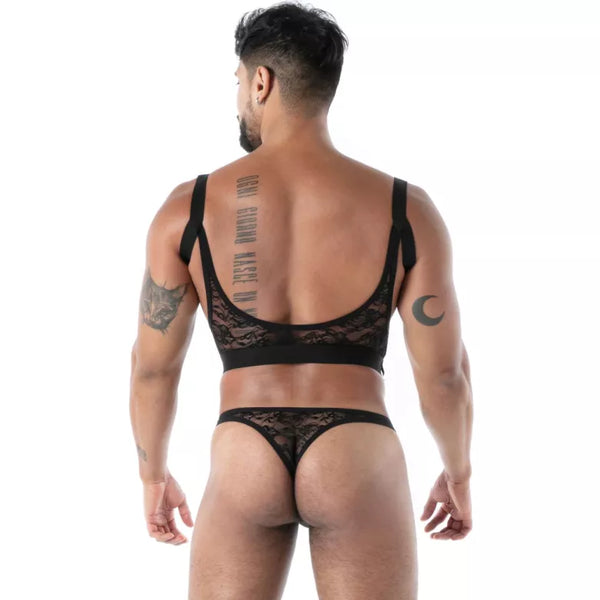 Schwarzer Fluid Lace-String von TOF Paris – Ansicht 6