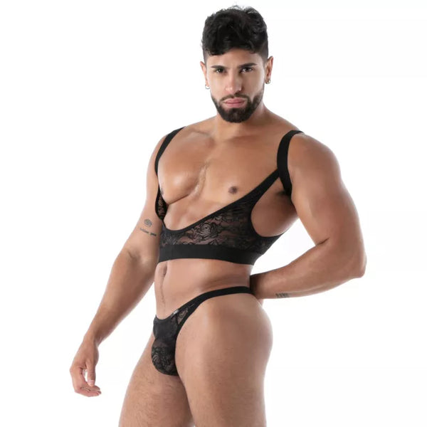 Schwarzer Fluid Lace-String von TOF Paris – Ansicht 5