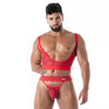 Rotes Fluid Lace Garter Strap-Harness von TOF Paris – Ansicht 4
