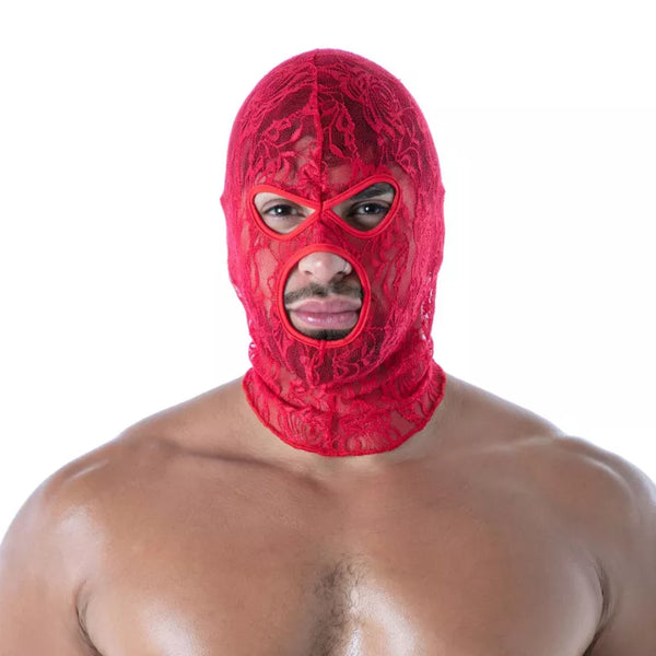 Rote Fluid Lace Hood mit leidenschaftlichem Spitzen Design von TOF Paris