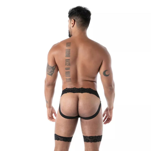 Schwarzer Fluid Lace-Jockstrap von TOF Paris – Ansicht 3