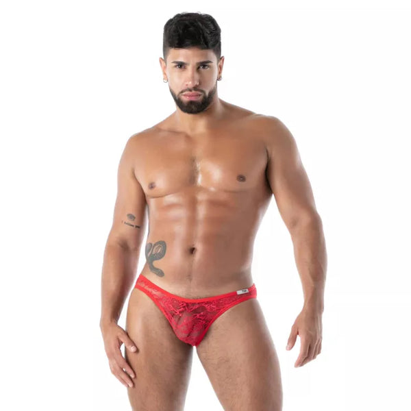 Roter Fluid Lace Minibriefs-Slip von TOF Paris