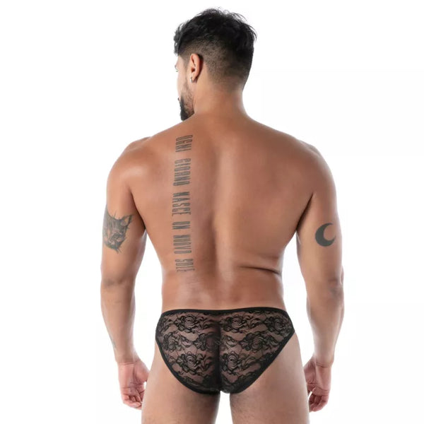 Schwarzer Fluid Lace Minibriefs-Slip von TOF Paris – Ansicht 2