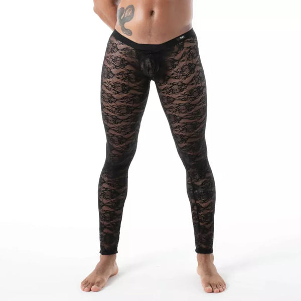 Schwarze Fluid Lace Open Legging im verführerischen Spitzen Design von TOF Paris – Ansicht 2