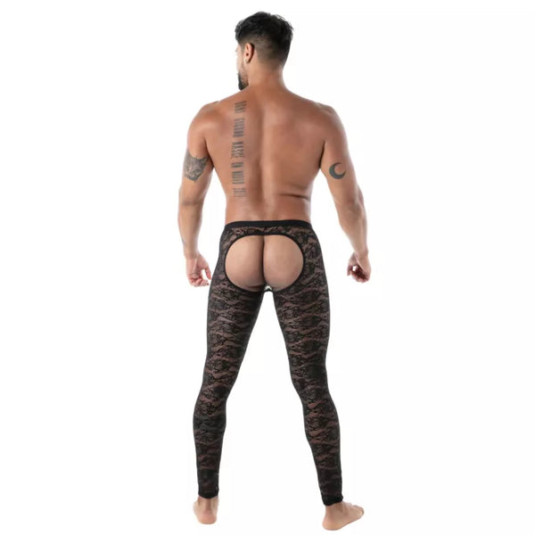 Schwarze Fluid Lace Open Legging im verführerischen Spitzen Design von TOF Paris – Ansicht 3