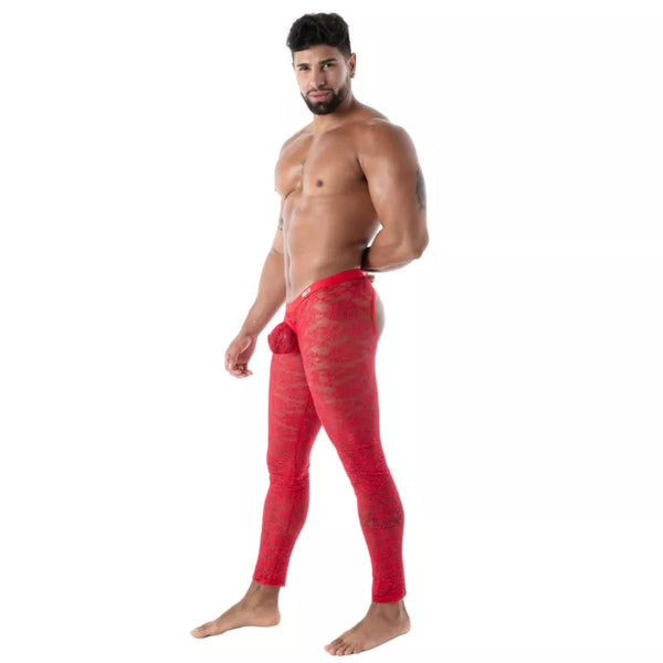 Rote Fluid Lace Open-Leggings von TOF Paris – Ansicht 2
