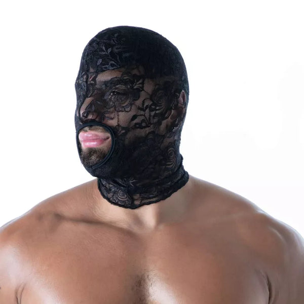 Schwarze Fluid Lace Open Mouth-Kapuze von TOF Paris – Ansicht 2