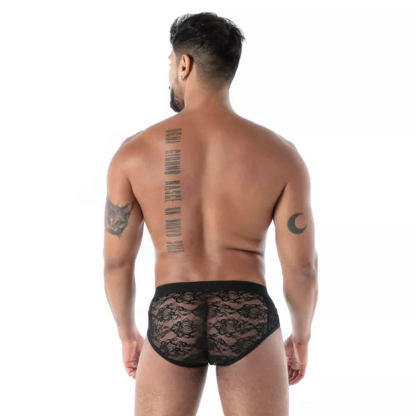 Schwarzer Fluid Lace Pocket-Slip von TOF Paris – Ansicht 3