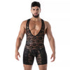Schwarzes Fluid Lace Pocket Open Wrestling-Singlet von TOF Paris