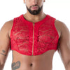 Rotes Fluid Lace Zipped-Crop-Top von TOF Paris – Ansicht 2