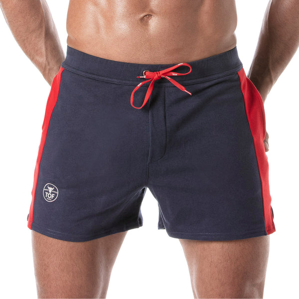 Fussball Shorts Marineblau - Bequeme Mid-Thigh mit Kontraststreifen & Taschen | TOF Paris