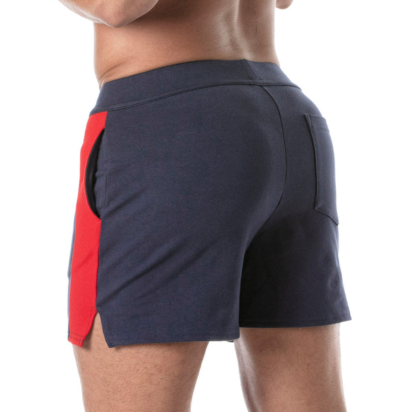 Fussball Shorts Marineblau - Bequeme Mid-Thigh mit Kontraststreifen & Taschen | TOF Paris