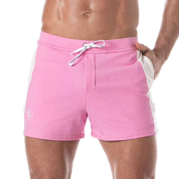 Fussball Shorts - Pink, Mid-Thigh mit Kontraststreifen & Taschen | TOF Paris