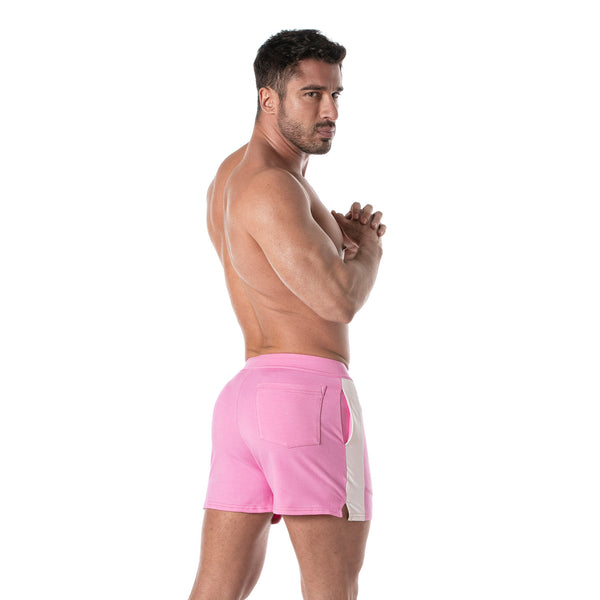Fussball Shorts - Pink, Mid-Thigh mit Kontraststreifen & Taschen | TOF Paris