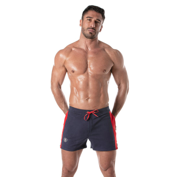 Fussball Shorts Marineblau - Bequeme Mid-Thigh mit Kontraststreifen & Taschen | TOF Paris