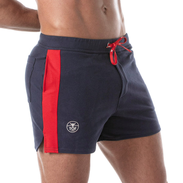 Fussball Shorts Marineblau - Bequeme Mid-Thigh mit Kontraststreifen & Taschen | TOF Paris