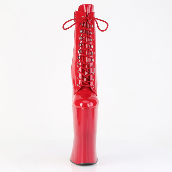 FORBIDDEN-1020 Plateau Pony Stiefeletten - Rot Lack von Pleaser – Ansicht 2