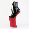 FORBIDDEN-1020BEJ Plateau Pony Stiefeletten - Schwarz Lack/Rot Strass von Pleaser – Ansicht 3